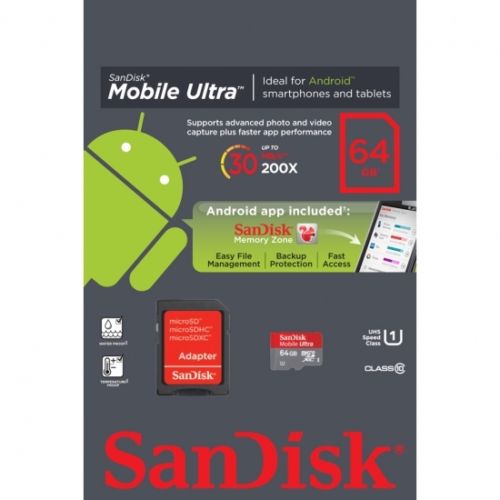 SanDisk Ultra 64GB micro SDXC SD XC Class 10 30MB/s