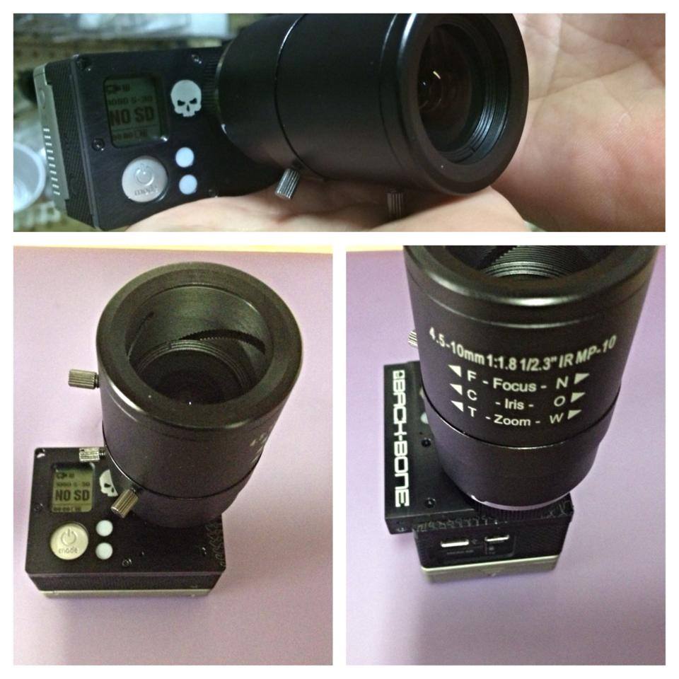 4.5-10mm CS Lens for Ribcage Backbone Gopro Hero3+4 Black