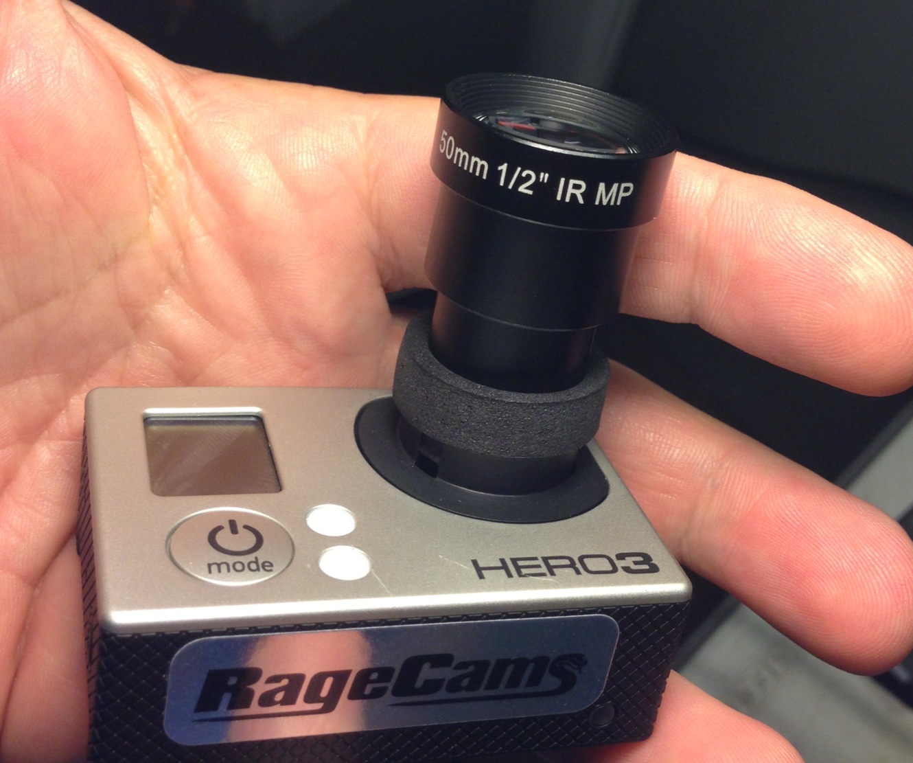 50mm mega pixel Lens Installed on hero3 black