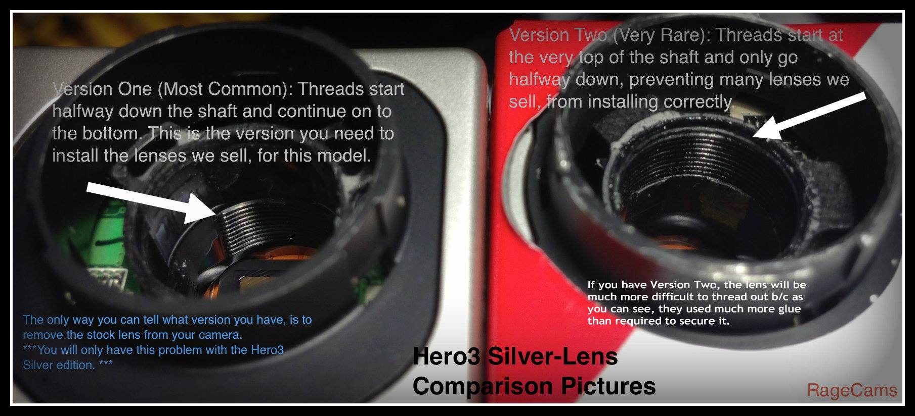 Hero3+Plus Silver Stock Lens Original Replacement oem