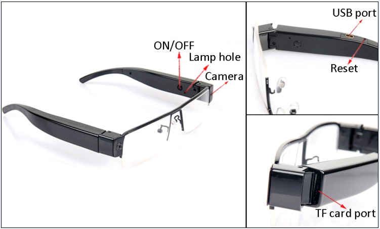 HD 1080P Clear Eye Glasses Hidden Camera